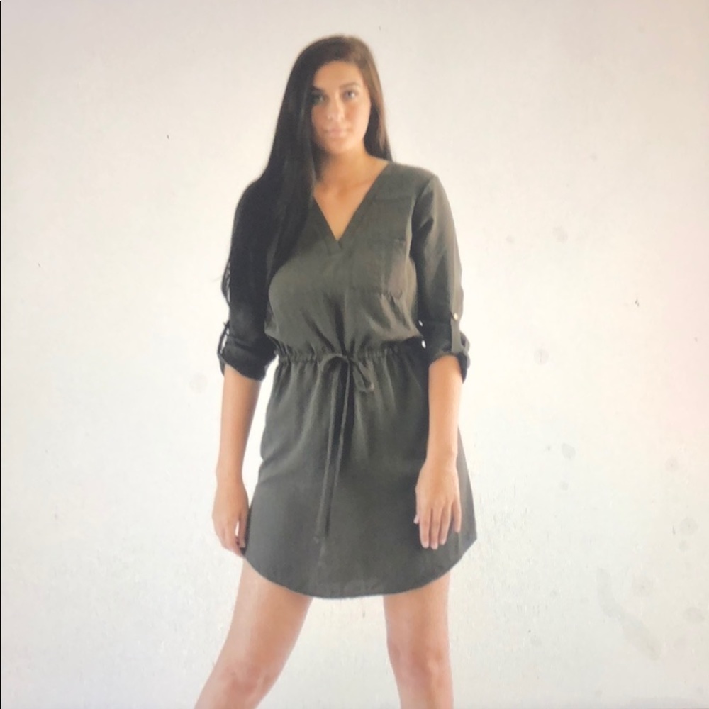 jelly c. Olive green drawstring military Dress